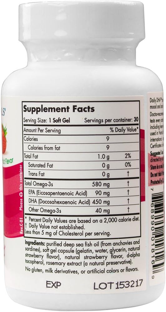 Nordic Naturals Daily DHA, Strawberry - 30 softgels