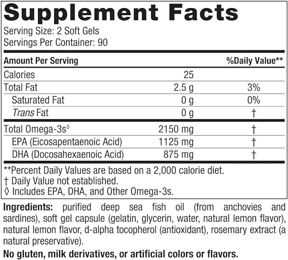 Nordic Naturals Ultimate Omega 2X, 2150mg Lemon - 180 softgels