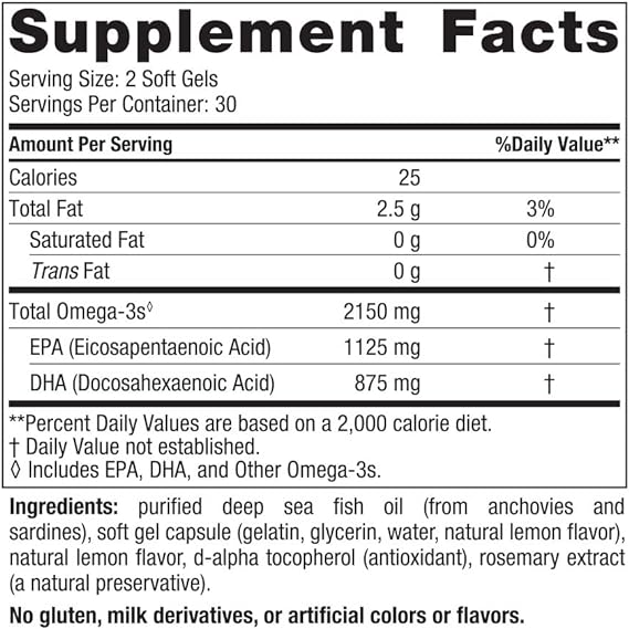 Nordic Naturals Ultimate Omega 2X plus D3, Lemon - 60 softgels