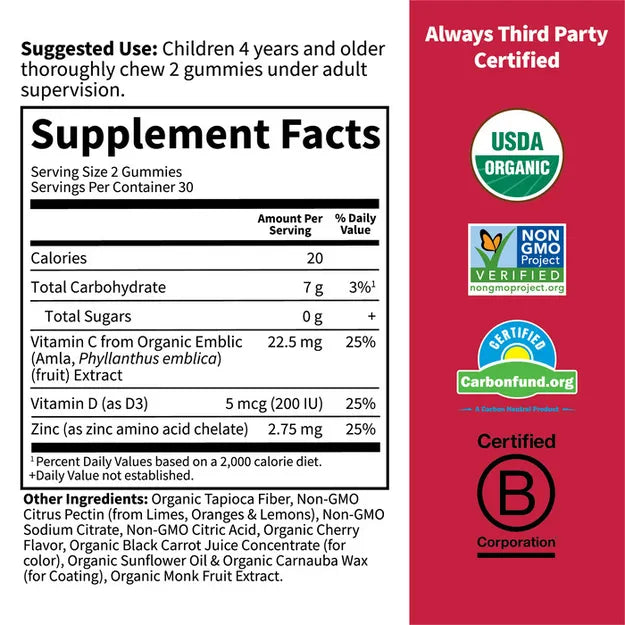 Garden of Life Kids Immune Gummy, Cherry - 60 vegetarian gummies