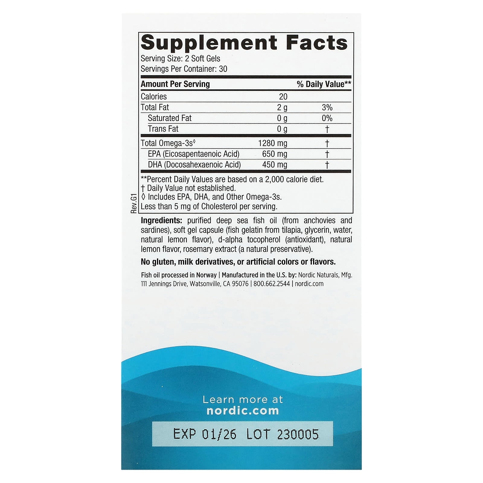 Nordic Naturals Ultimate Omega, 1280 mg Lemon - 60 softgels