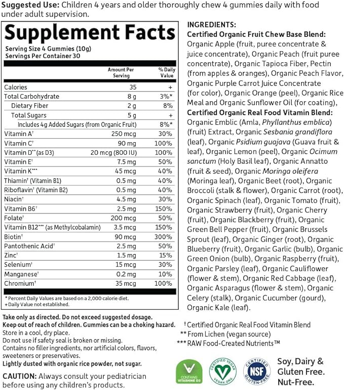 Garden of Life Mykind Organics Kids Multi Gummies, Organic Fruit Flavor - 120 vegan gummy bears