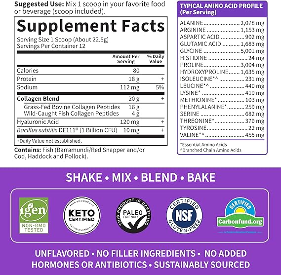 Garden of Life Wild Caught & Grass Fed Collagen with Hyaluronic Acid Powder - 270g