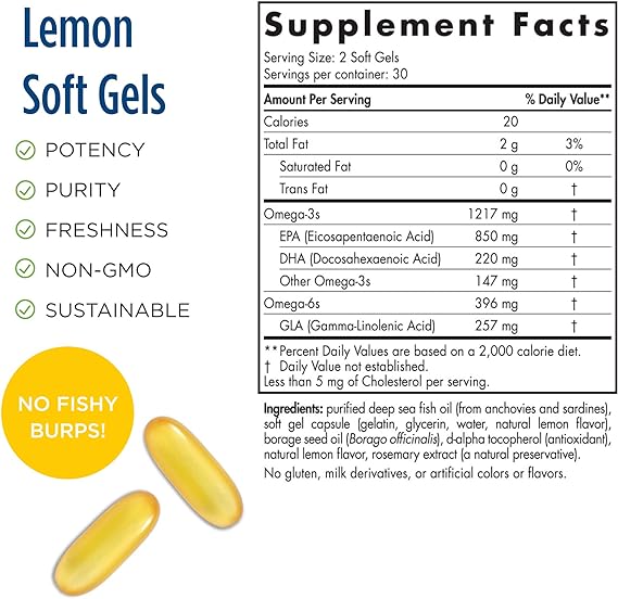 Nordic Naturals ProEPA with Concentrated GLA, Lemon - 60 softgels