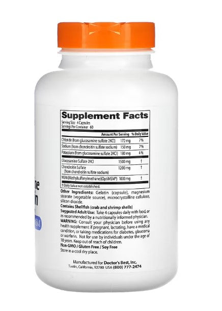 doctor's best glucosamine chondroitin msm supplement facts