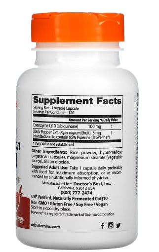 doctor's best high absorption coq10 with bioperine supplement facts