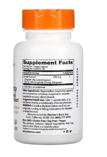 doctor's best high potency ginger root extract supplement facts
