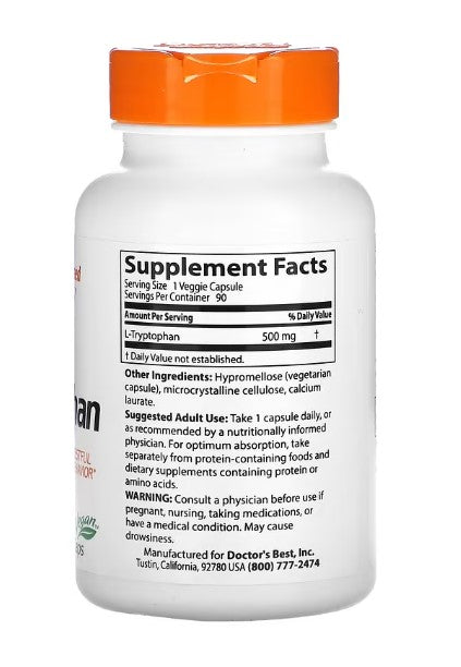 doctor's best l-tryptophan with tryptopure supplement facts