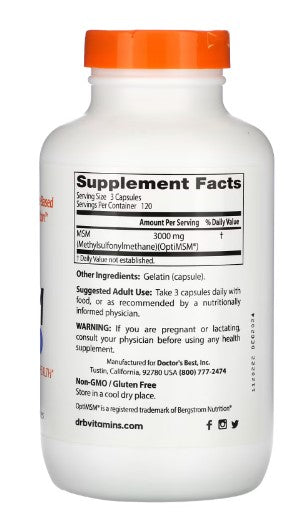 doctor's best msm with optimsm 1000mg 360 caps supplement facts