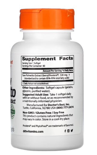 doctor's best saw palmetto 320mg supplement facts