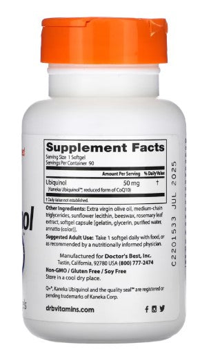 doctor's best ubiquinol with kaneka supplement facts