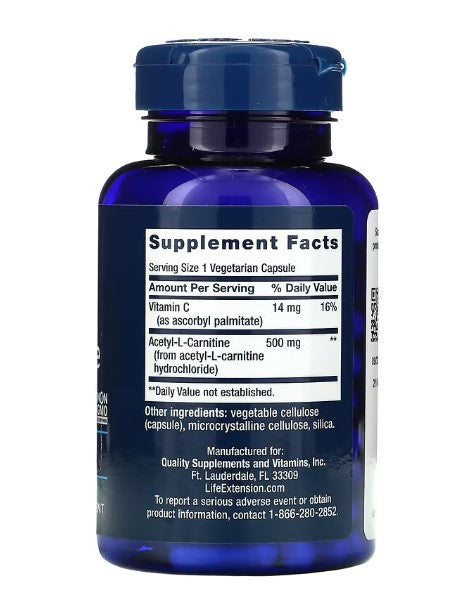 life extension acetyl-l-carnitine 500mg supplement