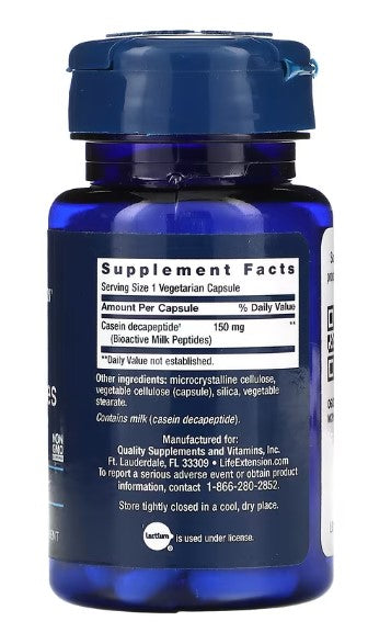life extension bioactive milk peptides 30 vcaps supplement facts