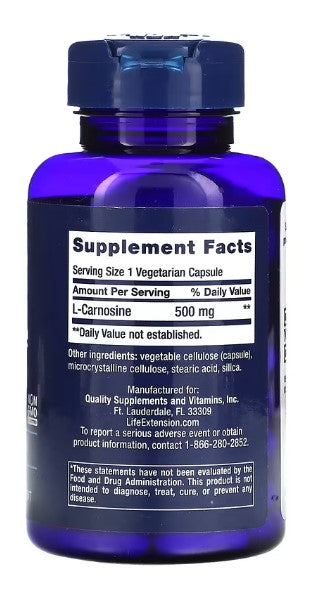 life extension carnosine 500mg supplement facts