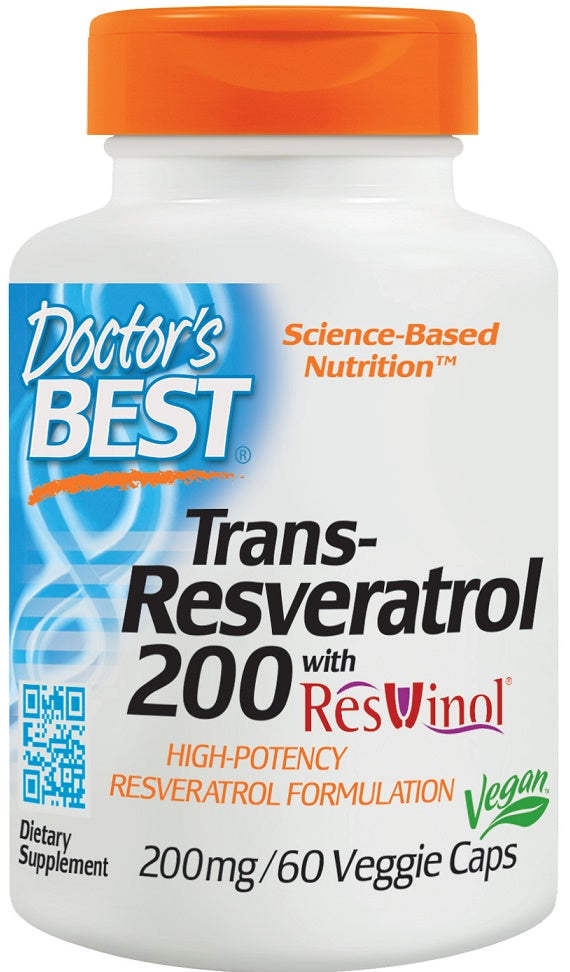 Doctor's Best, Trans-Resveratrol with ResVinol-25, 200mg - 60 vcaps
