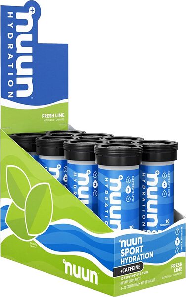 Nuun Sport Hydration + Caffeine, Fresh Lime - 8 x 10 count tubes