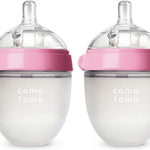 Como Tomo Baby Bottle Silicone Pink 5 Fl oz / 150 ml Natural Feel (set of 2)