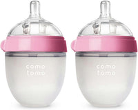 Como Tomo Baby Bottle Silicone Pink 150ml Natural Feel Feeding Bottle Set UK