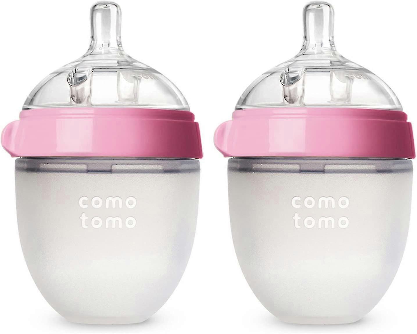 Como Tomo Baby Bottle Silicone Pink 5 Fl oz / 150 ml Natural Feel (set of 2)