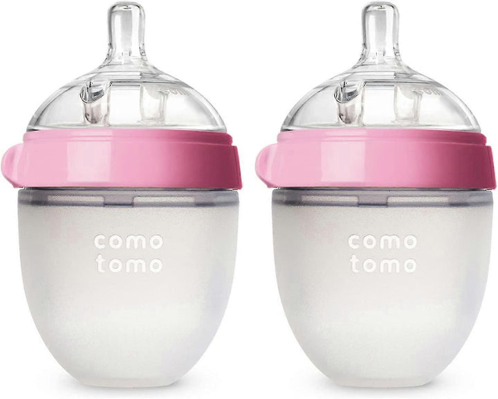 Como Tomo Baby Bottle Silicone Pink 150ml Natural Feel Feeding Bottle Set UK