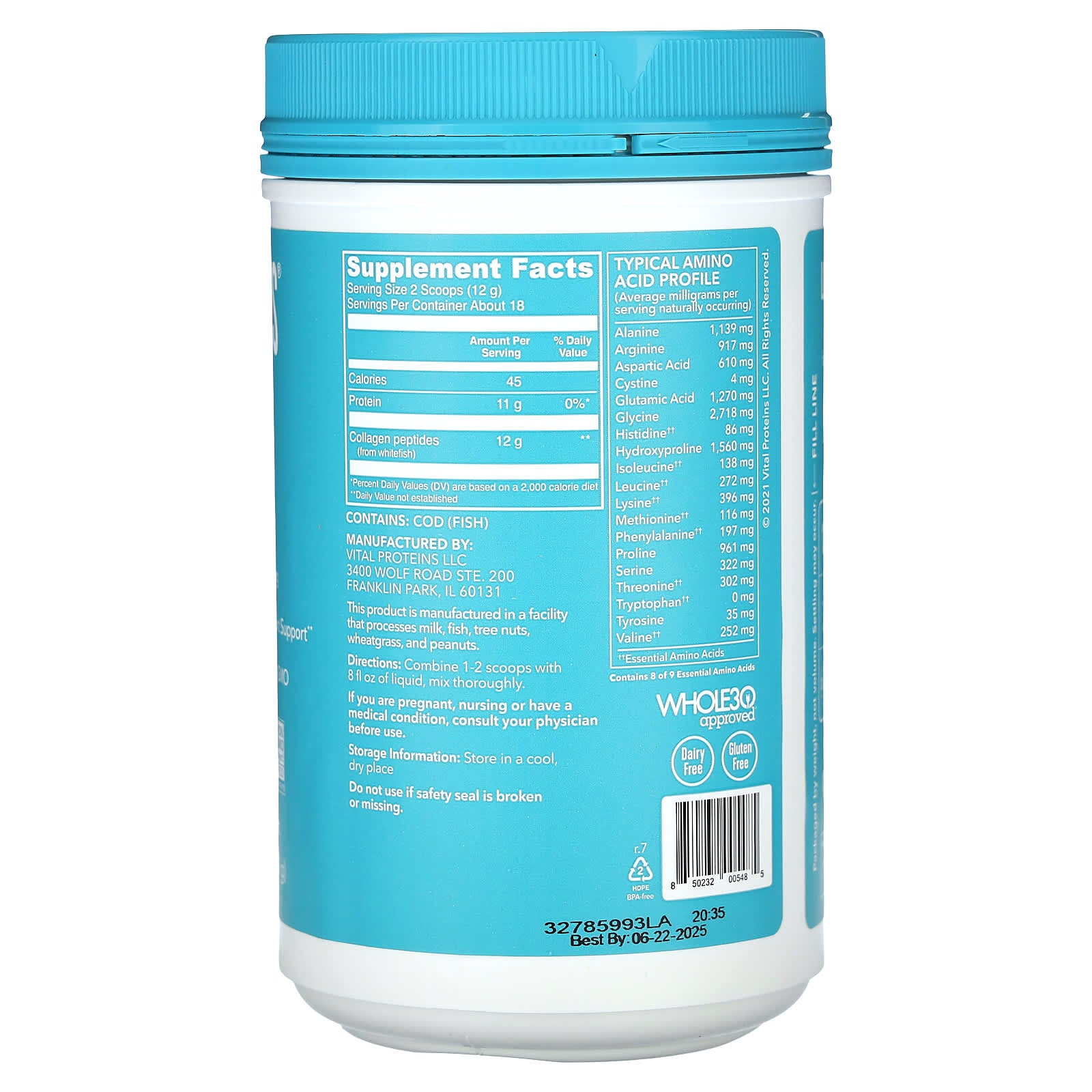 Vital Proteins Marine Collagen, Unflavoured - 221g