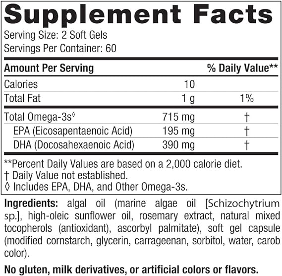 Nordic Naturals Algae Omega, 715mg Omega 3 - 120 softgels