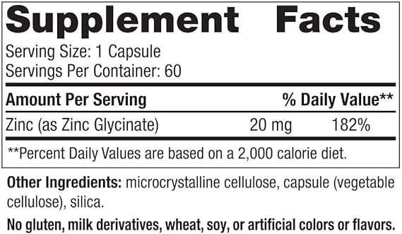 Nordic Naturals Zinc Glycinate, 20mg - 60 caps