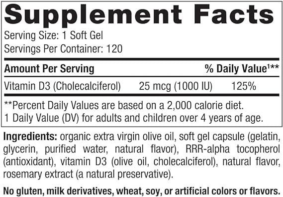 Nordic Naturals Vitamin D3, 1000 IU Orange - 120 softgels