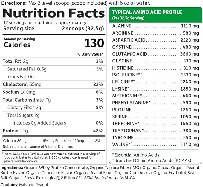 Garden of Life Organic Whey Protein - Grass Fed, Chocolate Peanut Butter - 390g