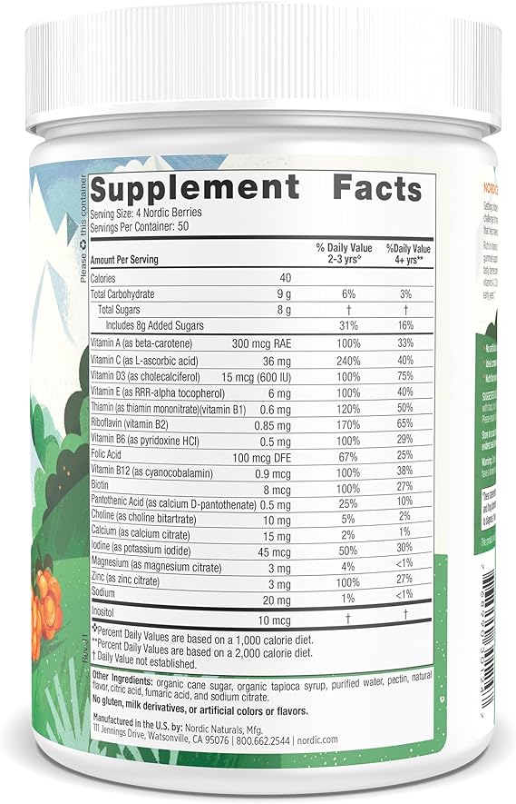 Nordic Naturals Nordic Berries Multivitamin, Original Flavor - 200 gummy berries