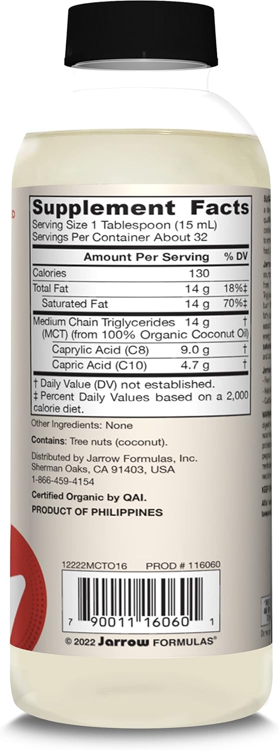 Jarrow Formulas Organic MCT Oil, Unflavored - 473ml