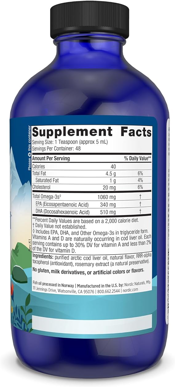 Nordic Naturals Arctic Cod Liver Oil, 1060mg Orange - 237 ml.