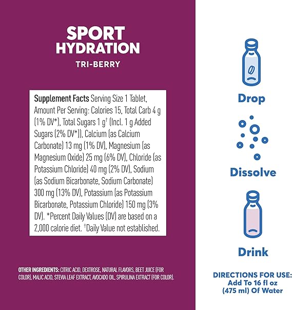 Nuun Sport Hydration, Tri-Berry - 8 x 10 count tubes