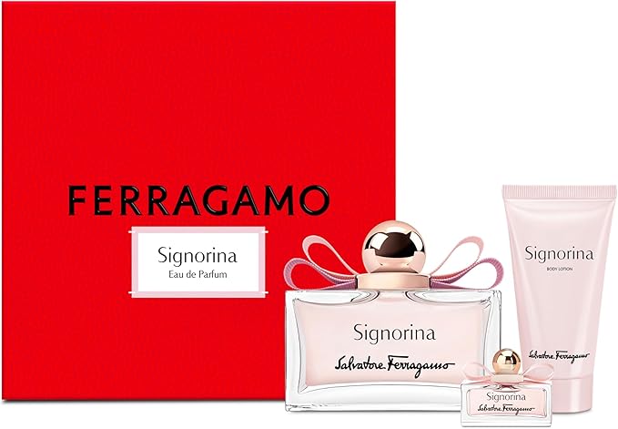 Salvatore Ferragamo Signorina Eau de Parfum Gift Set – 100ml, Body Lotion & Travel Spray