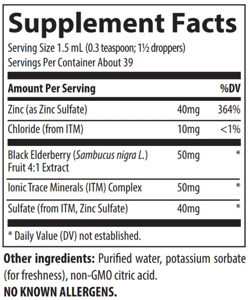 Trace Minerals Elderberry + Ionic Zinc - 59 ml.