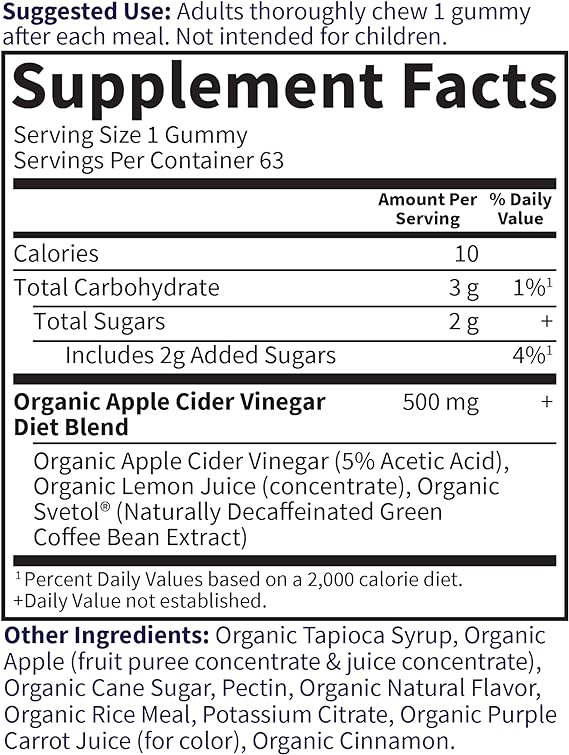 Garden of Life Mykind Organics Apple Cider Vinegar Diet Gummies - 63 vegan gummies