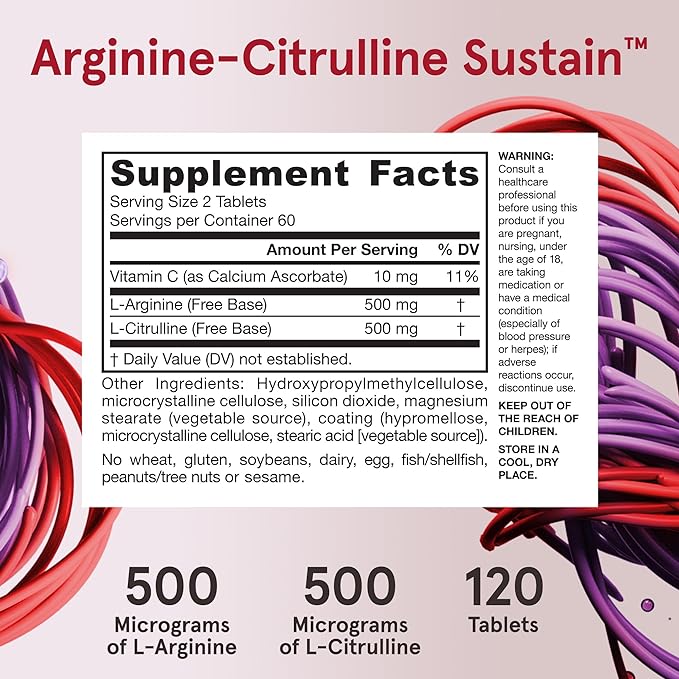 Jarrow Formulas Arginine-Citrulline Sustain - 120 tabs