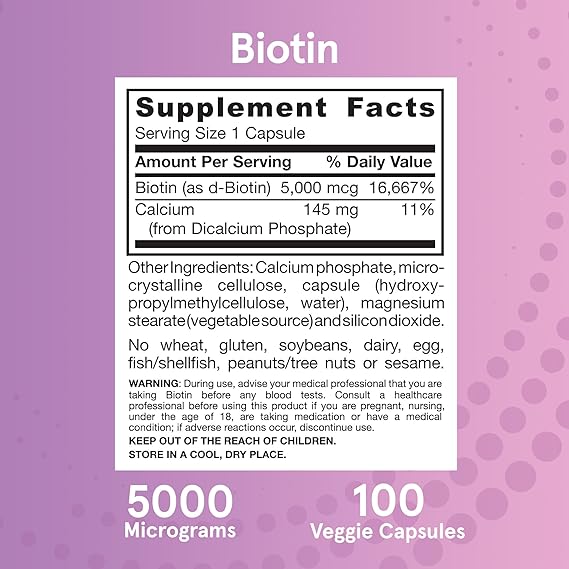 Jarrow Formulas Biotin, 5000mcg - 100 caps