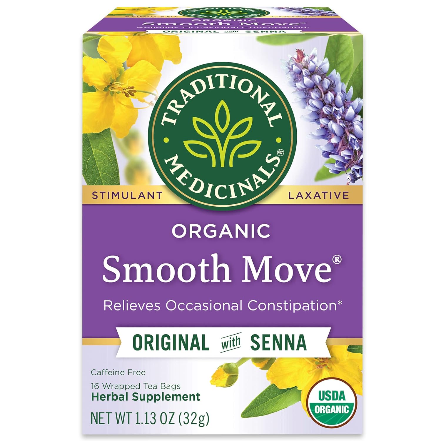 TRADITIONAL MEDICINALS Organic Smooth Move® Herbal Tea Senna Peppermint -- 16 Tea Bags