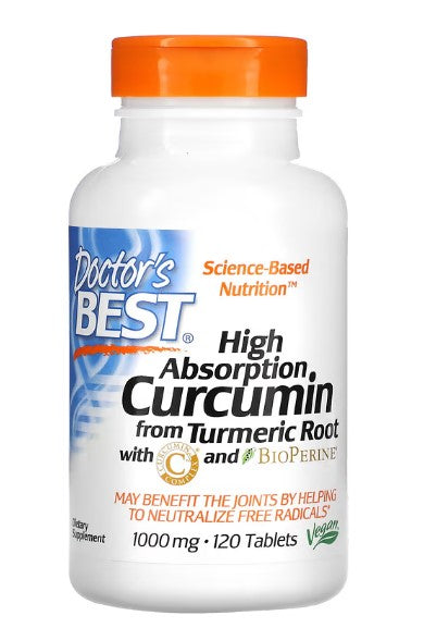 doctors best high absorption curcumin from turmeric root 100mg. 120 tablets.