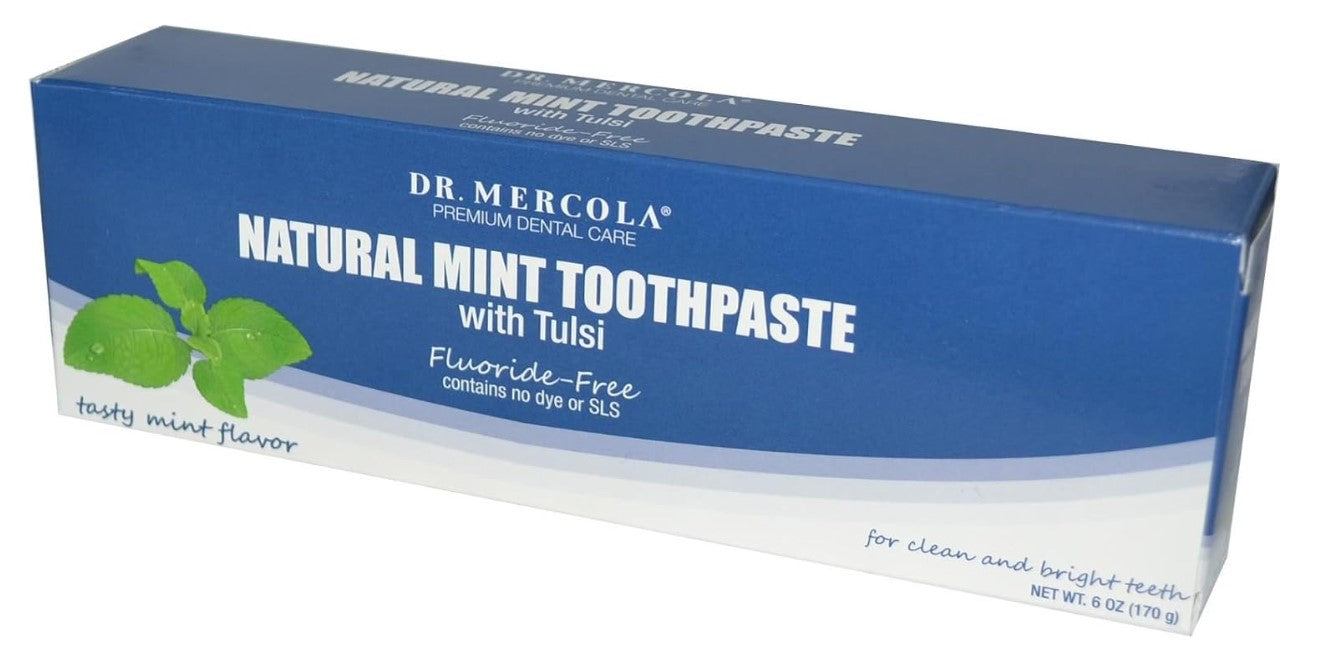 Dr Mercola Natural Mint Toothpaste with Tulsi, Floride-Free, 85g