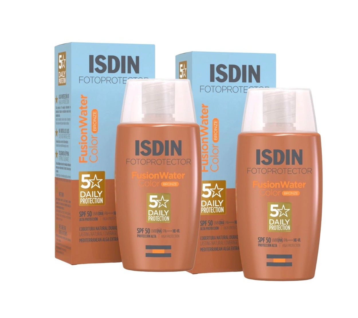 ISDIN Fusion Water SPF50 Bronze Sunscreen Packaging Oil Free UK