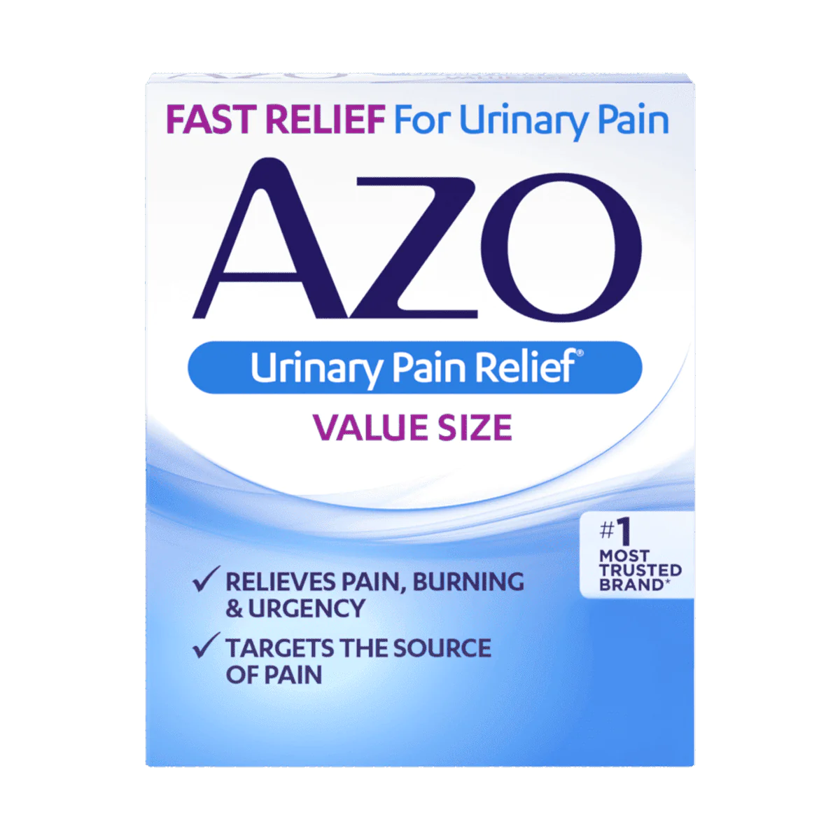 Azo urinary pain relief value size. Relieves pain, burning and urgency. Fast relief. 