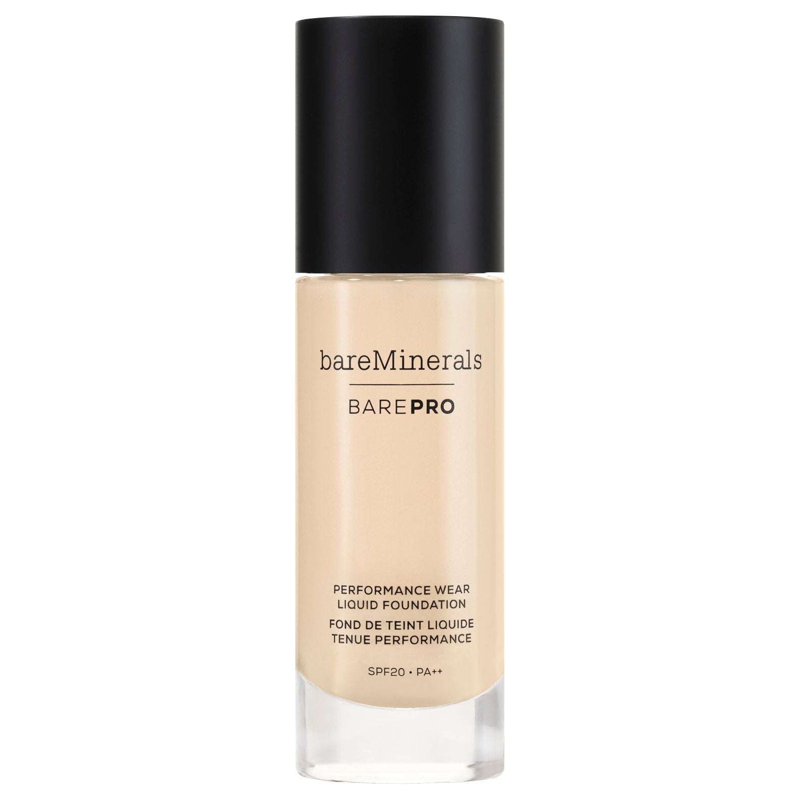 Image of bare minerals performance wear liquid foundation. SPF 20. 