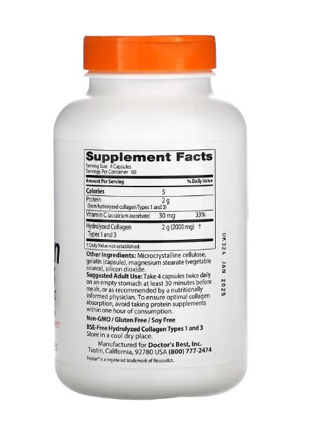 doctor's best collagen types 1 and 3 500mg supplement facts