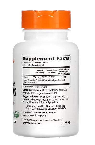 doctor's best fully active folate 800 60 caps supplement facts