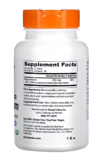 doctor's best high absorption magnesium to support nerve health supplement facts