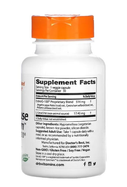 doctor's best menopause spectrum estrog-100 supplement facts