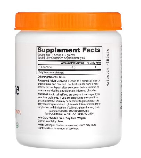 doctor's best l-glutamine powder supplement facts