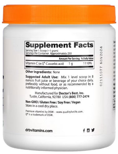 doctor's best pure vitamin c powder supplement facts